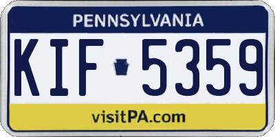 PA license plate KIF5359