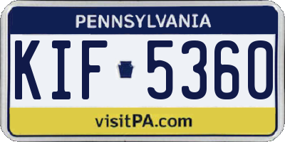 PA license plate KIF5360