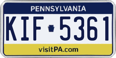 PA license plate KIF5361