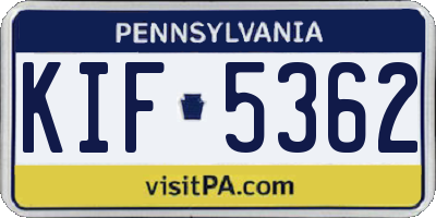 PA license plate KIF5362