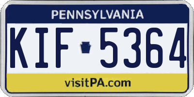 PA license plate KIF5364