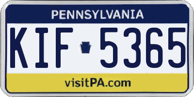 PA license plate KIF5365