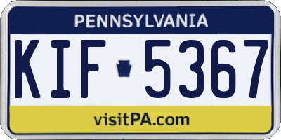 PA license plate KIF5367