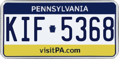 PA license plate KIF5368