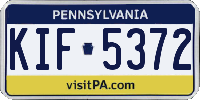 PA license plate KIF5372