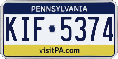 PA license plate KIF5374