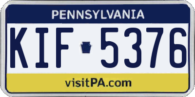 PA license plate KIF5376