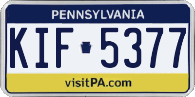 PA license plate KIF5377