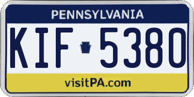 PA license plate KIF5380