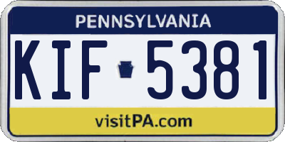 PA license plate KIF5381