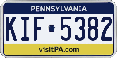 PA license plate KIF5382