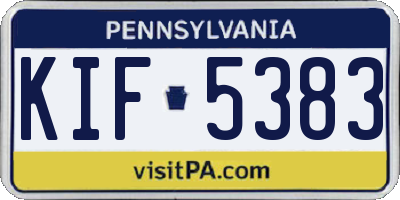 PA license plate KIF5383