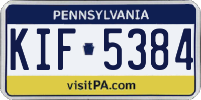 PA license plate KIF5384