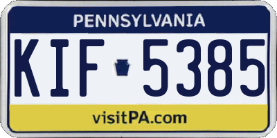 PA license plate KIF5385