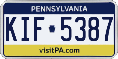 PA license plate KIF5387
