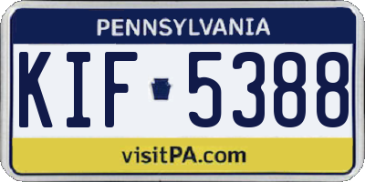 PA license plate KIF5388