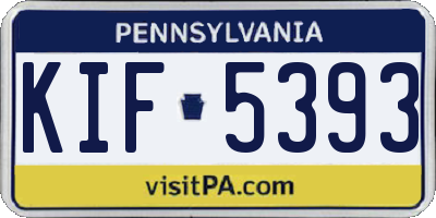 PA license plate KIF5393