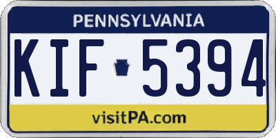 PA license plate KIF5394