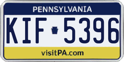PA license plate KIF5396