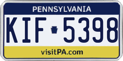 PA license plate KIF5398