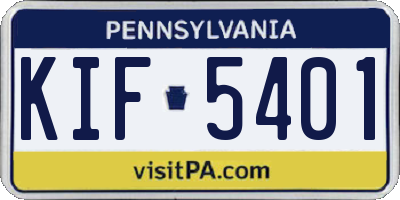 PA license plate KIF5401