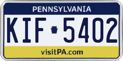 PA license plate KIF5402