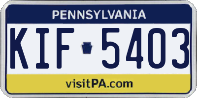PA license plate KIF5403