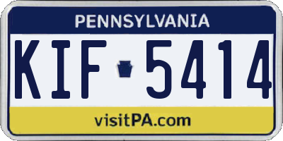 PA license plate KIF5414
