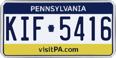 PA license plate KIF5416