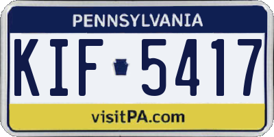 PA license plate KIF5417