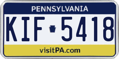 PA license plate KIF5418