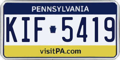 PA license plate KIF5419