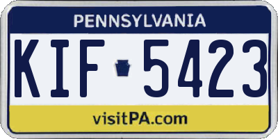 PA license plate KIF5423