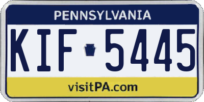 PA license plate KIF5445