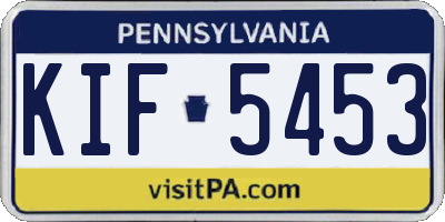 PA license plate KIF5453