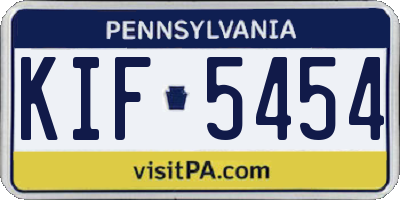 PA license plate KIF5454