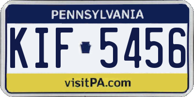 PA license plate KIF5456