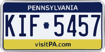 PA license plate KIF5457