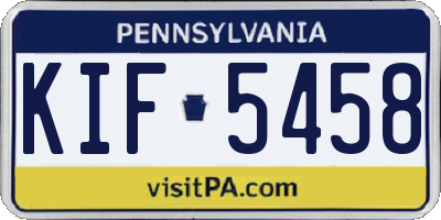 PA license plate KIF5458