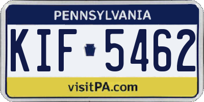 PA license plate KIF5462