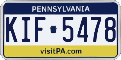 PA license plate KIF5478