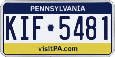 PA license plate KIF5481