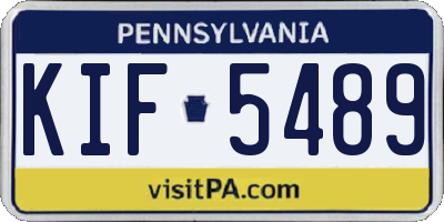 PA license plate KIF5489