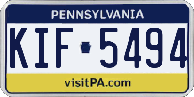 PA license plate KIF5494