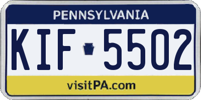 PA license plate KIF5502