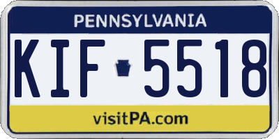 PA license plate KIF5518