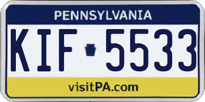 PA license plate KIF5533