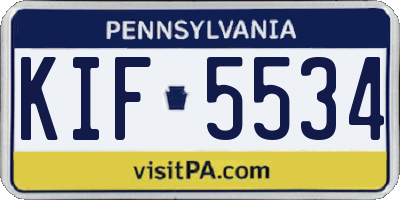 PA license plate KIF5534