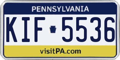PA license plate KIF5536