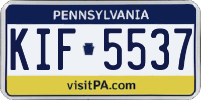 PA license plate KIF5537